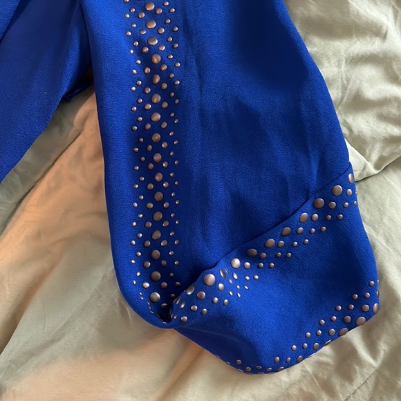 BCBGmaxazria 'Lexy' Blue Sapphire Studded Open Back Dress - Picture 6 of 6